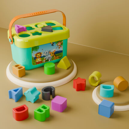 Alphabet & Geometry Shape Sorting Block Bucket