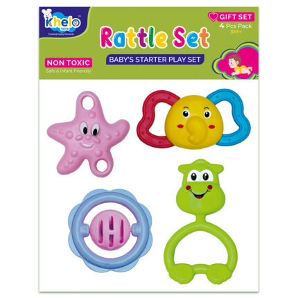 Rattle Toys Set of 4 Pcs With Silicon Teether